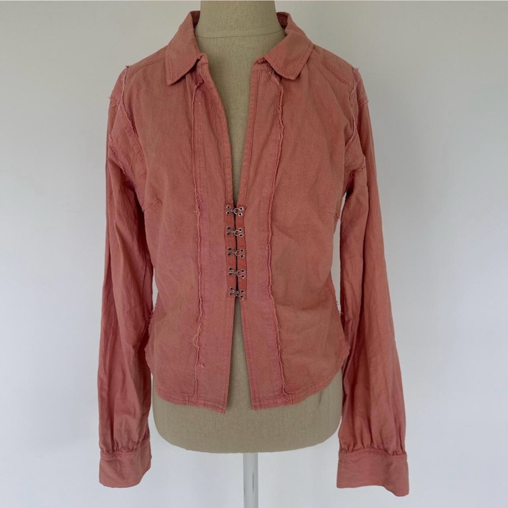 Free People Coral Button-Up Top